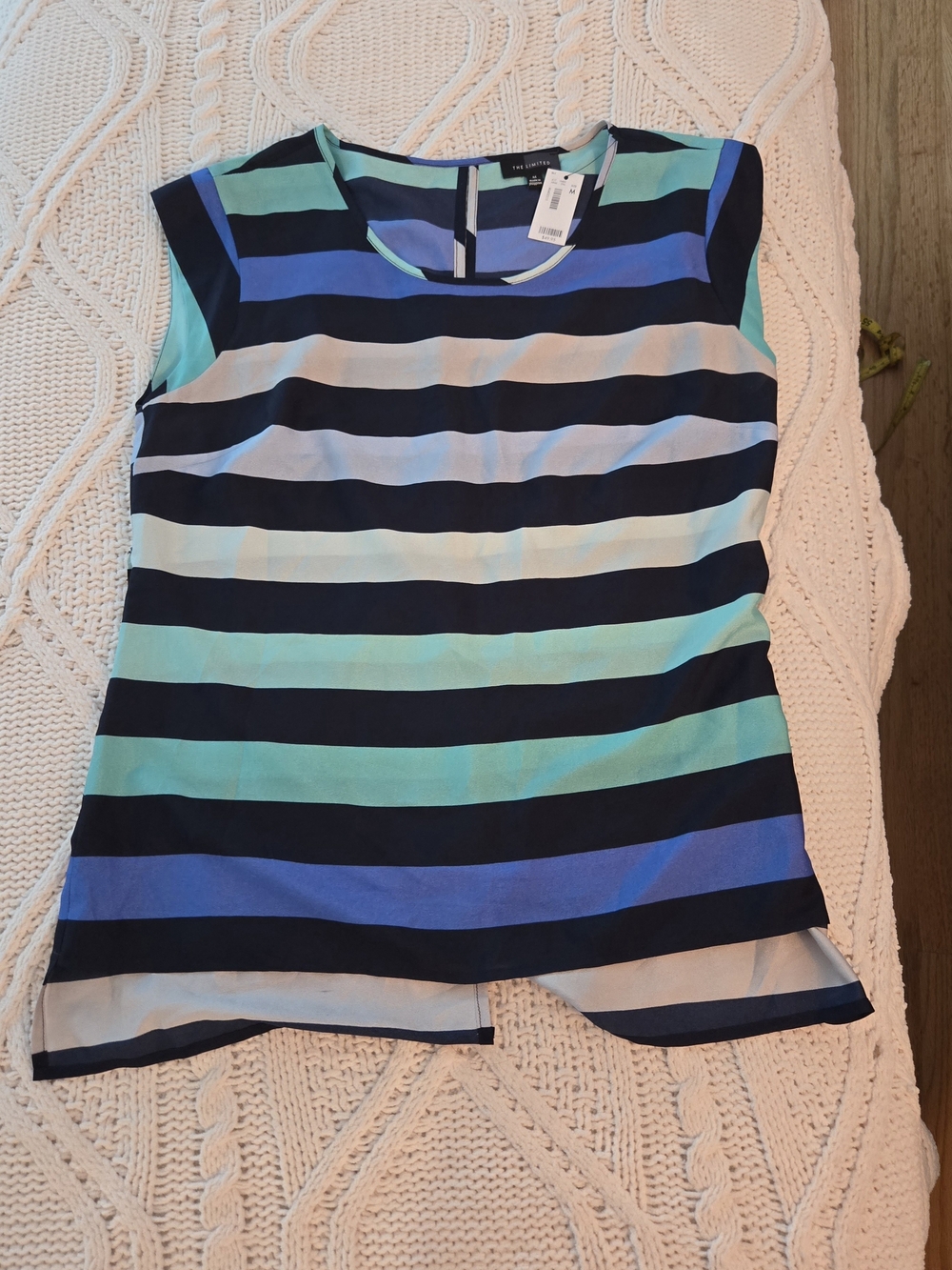 The Limited Striped Cap- Sleeve Blouse NWT M